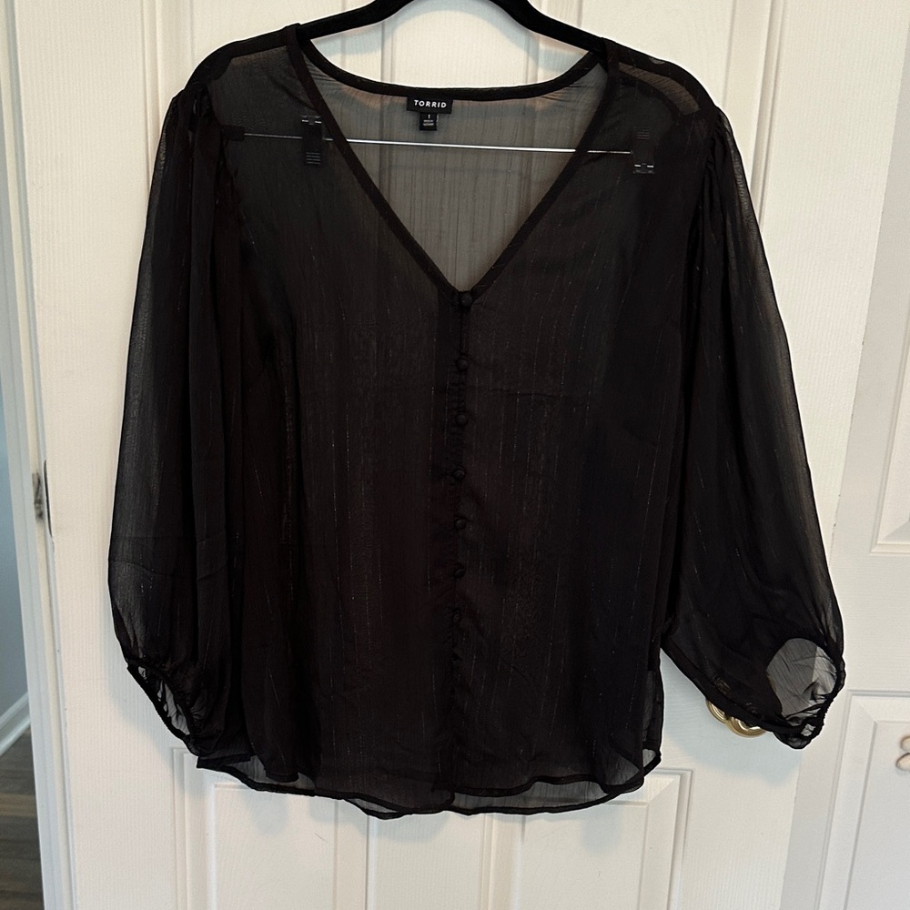 Torrid Elegant Black Sheer Blouse